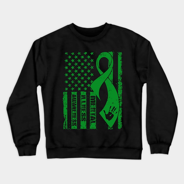 Mental Illness Awareness Flag Ribbon Crewneck Sweatshirt by KHANH HUYEN